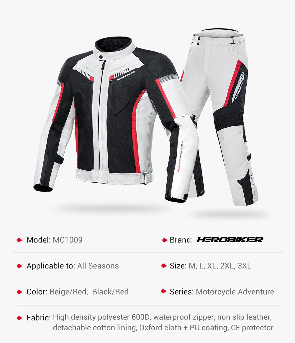 HEROBIKER Waterproof Motorcycle Jacket Man Racing Jacket Wearable Motorcycle Pants Moto Clothing With EVA Protection.