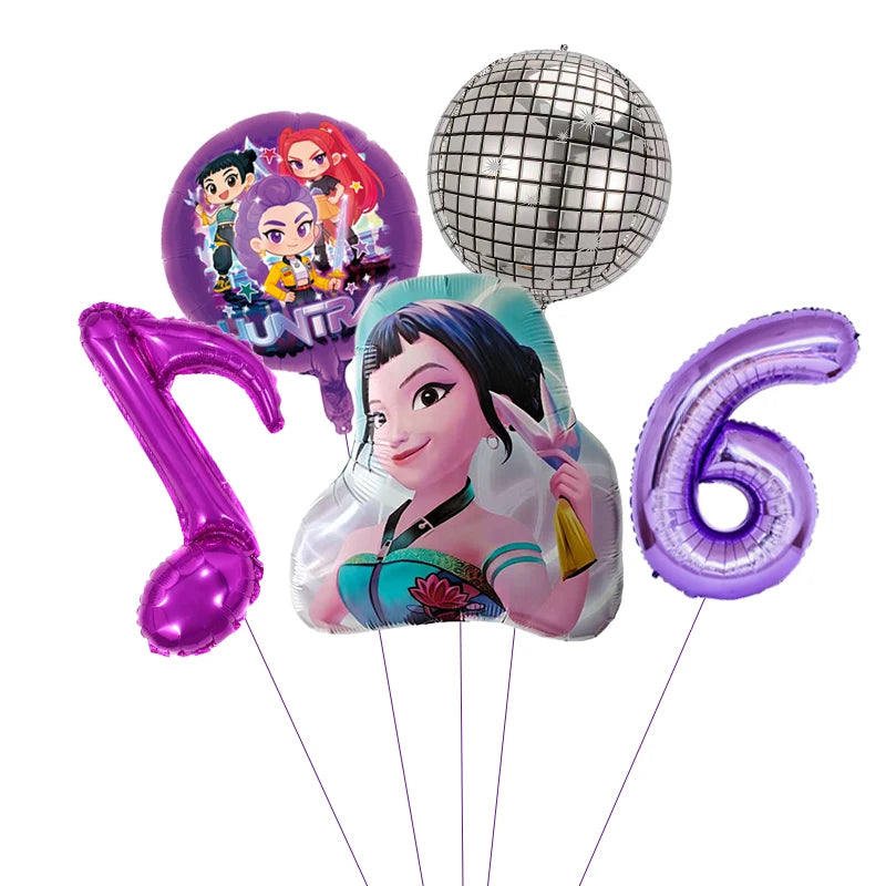1 Set Kpop Dämonenjäger Thema Ballon Mädchen Alles Gute zum Geburtstag Party Dekoration Kinder Baby Dusche Geschenke Lieferungen