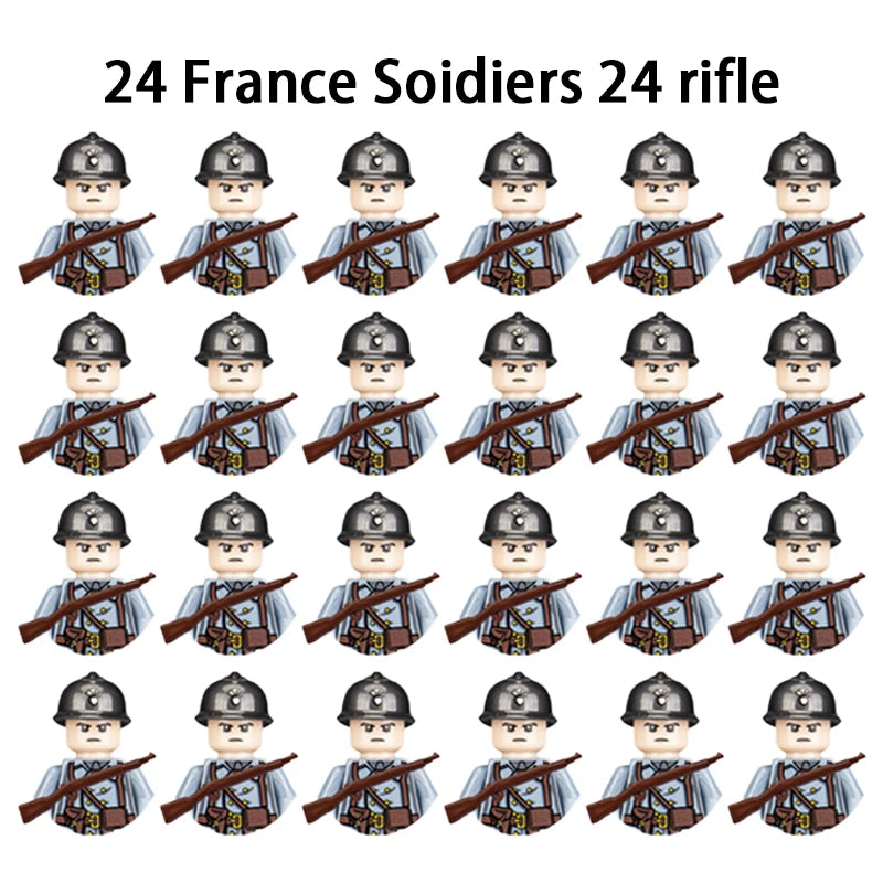 WWII Infantry Military Soldier War National Army Mini Gun Weapon Models Building Blocks Building Blocks Toys for Kids