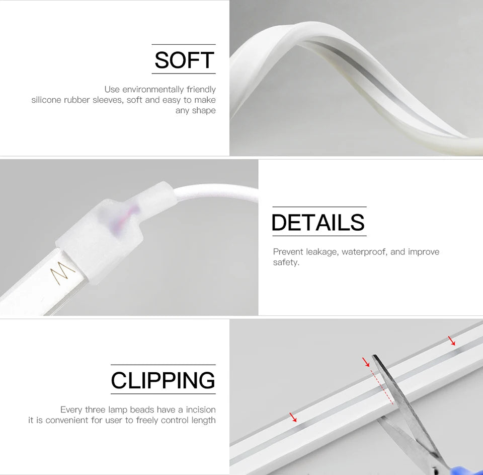 DC 5V USB Neon Light LED Strip Tuya Smart Life Wifi App Control Neon Tube Tape Garden Xmas DecorWork with Alexa,Google Home.