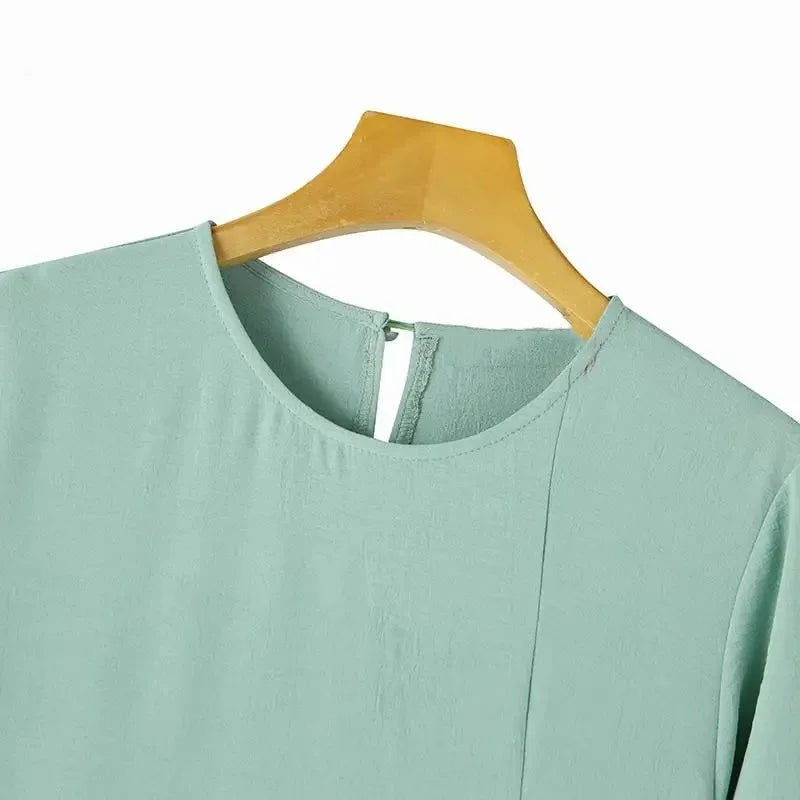 Muslim Women's Long Sleeve Crepe High Split Hem Dress.