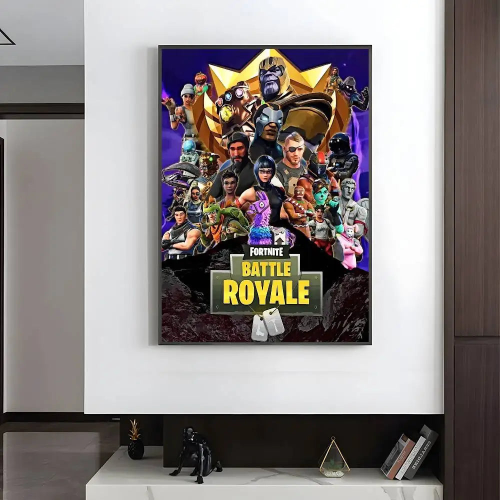 1pc F-Fortnites Poster HD art sticky wall waterproof home living room bedroom bar aesthetic decoration.