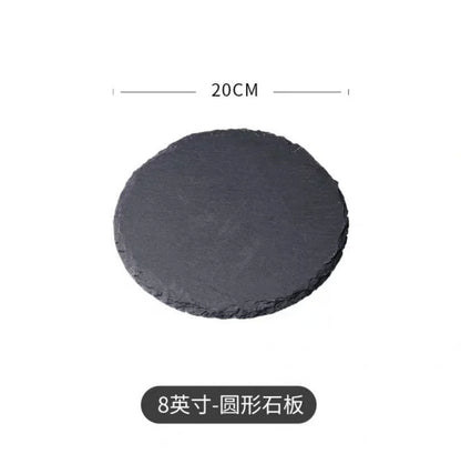 Japanese And Korean Style SLATE Plate Dessert Sushi Flat Western Food Black SLATE Plate Tableware.