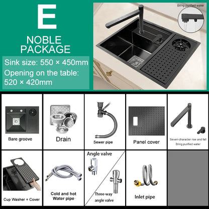 Hidden Cup Washer Bar Tank Stainless Steel Kitchen Sink Multifunctional Wash Basin Mini Small Single Slot With Cover Plate