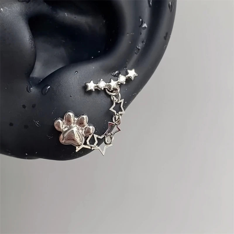 1pcs Quality Shiny Cross Zircon 316L Stainless Steel Ear Bone Nail Y2K Style Silver Color Earring for Women Cochlear Accessories