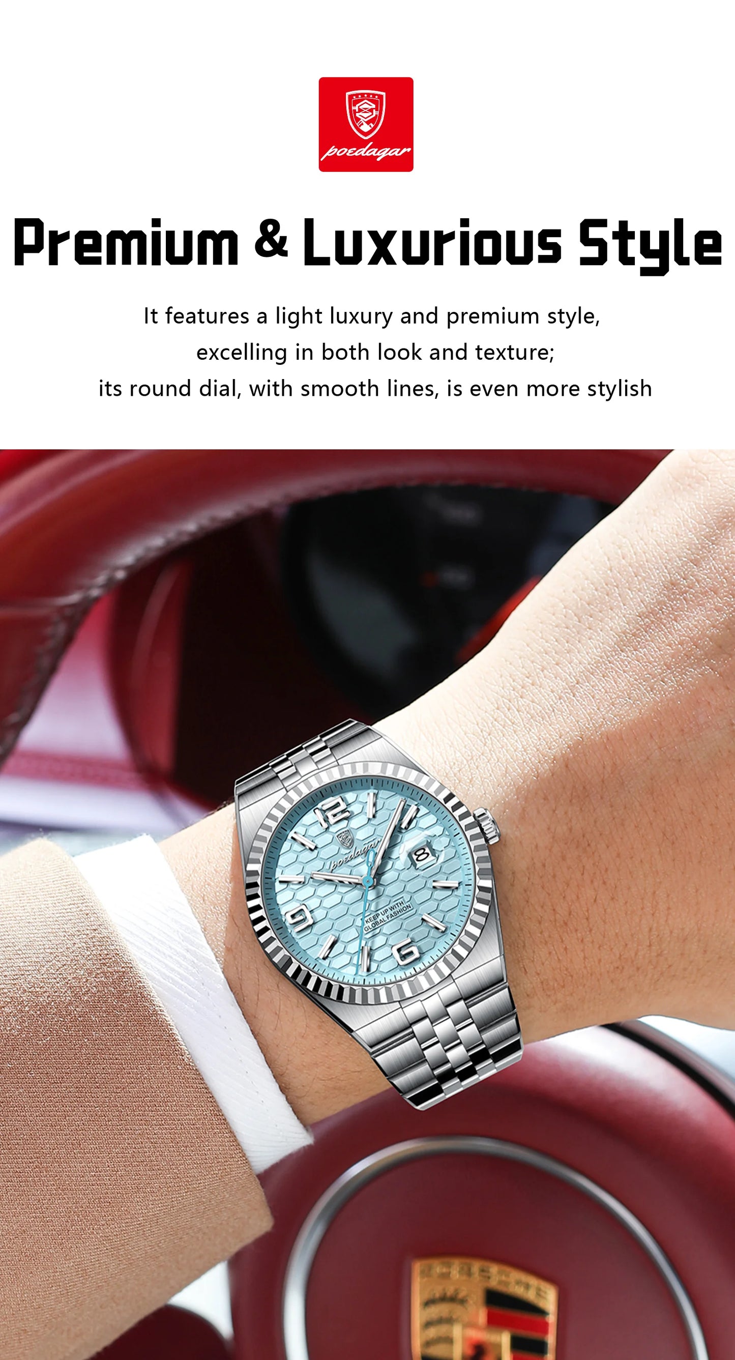 POEDAGAR High Quality Original Men Clock Waterproof Luminous Date Luxury Man Watch Stainless Steel Quartz Men's Watches Male+Box.