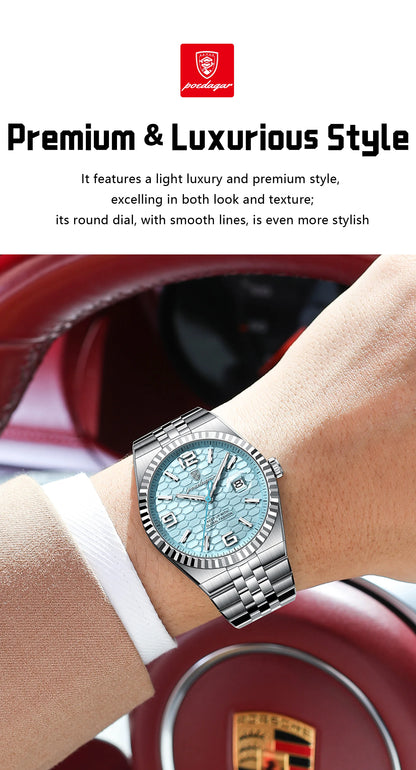 POEDAGAR High Quality Original Men Clock Waterproof Luminous Date Luxury Man Watch Stainless Steel Quartz Men's Watches Male+Box.