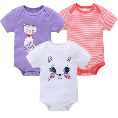3 teile/los Baby Jungen Body Mode Körper Anzüge Kurzarm Neugeborenen Overalls Cartoon Kinder Baby Mädchen Strampler Kleidung Боди