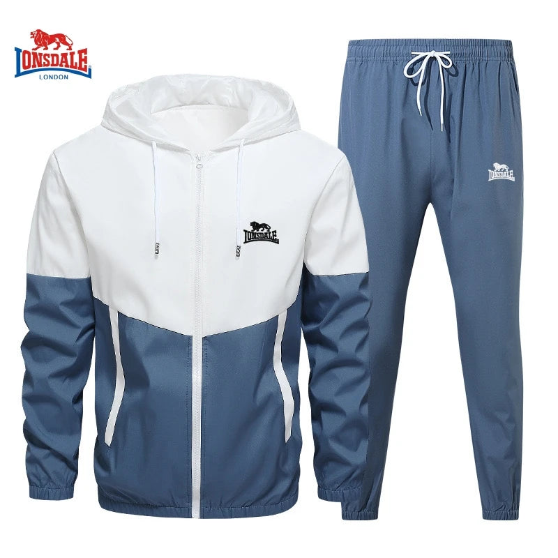 Spring and Autumn Men's Embroidered Hooded Sports and Leisure Set New Fashion Jacket and Pants 2-piece Hip Hop Sports Set.
