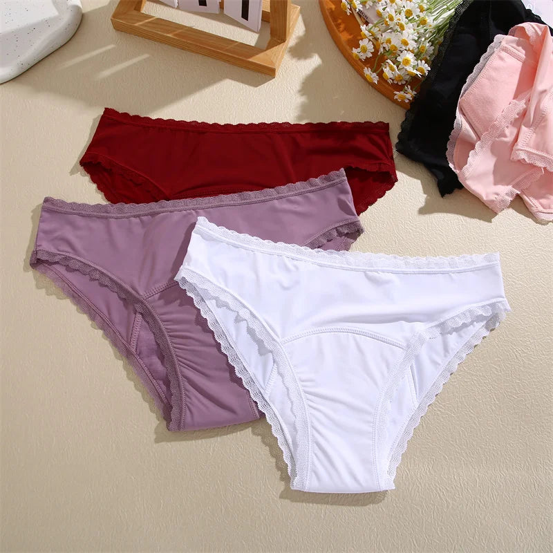 Women Sexy Lace Leak Proof Menstrual Period Panties Physiological Antibacterial Briefs Pants Leakproof Female Period Underwear.