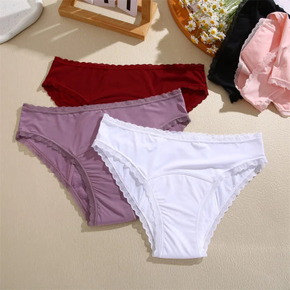 Women Sexy Lace Leak Proof Menstrual Period Panties Physiological Antibacterial Briefs Pants Leakproof Female Period Underwear.