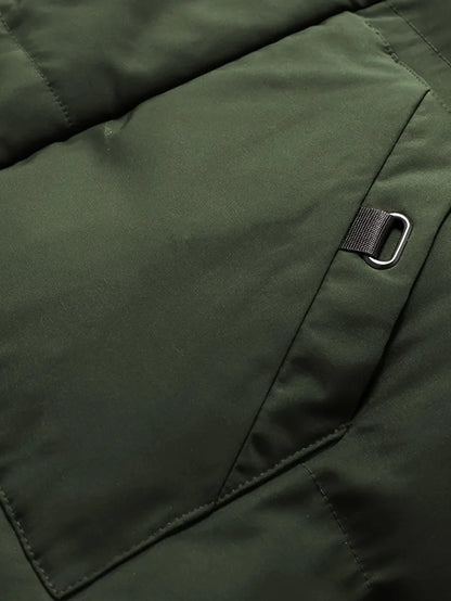 Men'S Heavyweight Winter Coat Windproof Cold Weather Jacket with Full-Length Zipper, Hooded Long Formality, Large Front Pockets.