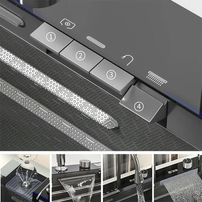 YCRAYS White Nano Kitchen Sink Large Single Slot Waterfall Integrated Digital Display Faucet Soap Dispenser Cup Washer Pure Tap