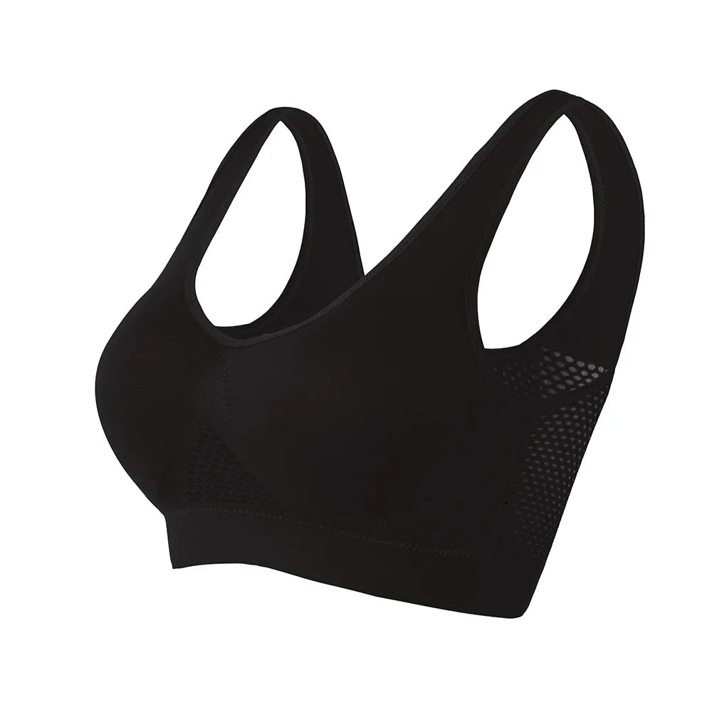 S-4XL Seamless Active Yoga Bra Women Wireless Sports Breathable Hollow Out Push Up Brassiere With Pad Vest Tank Top Running Bra.