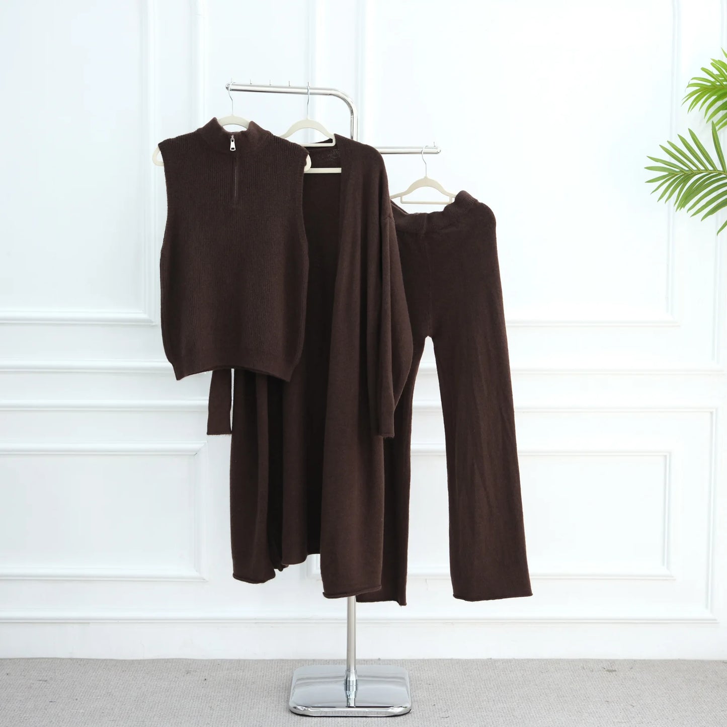 Winter Thicken 3 Piece Muslim Sets for Women Knit Tops Pants Islamic Outfit Sweater Dress Dubai Abaya Kaftan Musulmane Ensembles