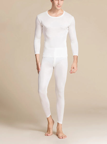 Lange Unterwäsche aus Seide für Herren, lange Unterhosen aus Maulbeerseide, Ober- und Unterteil, Thermounterwäsche-Set/Grundlagen