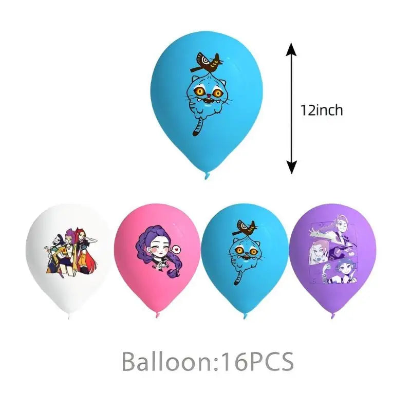 Neue Kpop Dämon Hunter Geburtstag Party Dekoration Geschirr Set Mädchen Luftballons Kuchen Topper Hintergrund Taschen Kinder Party Favor Supplies