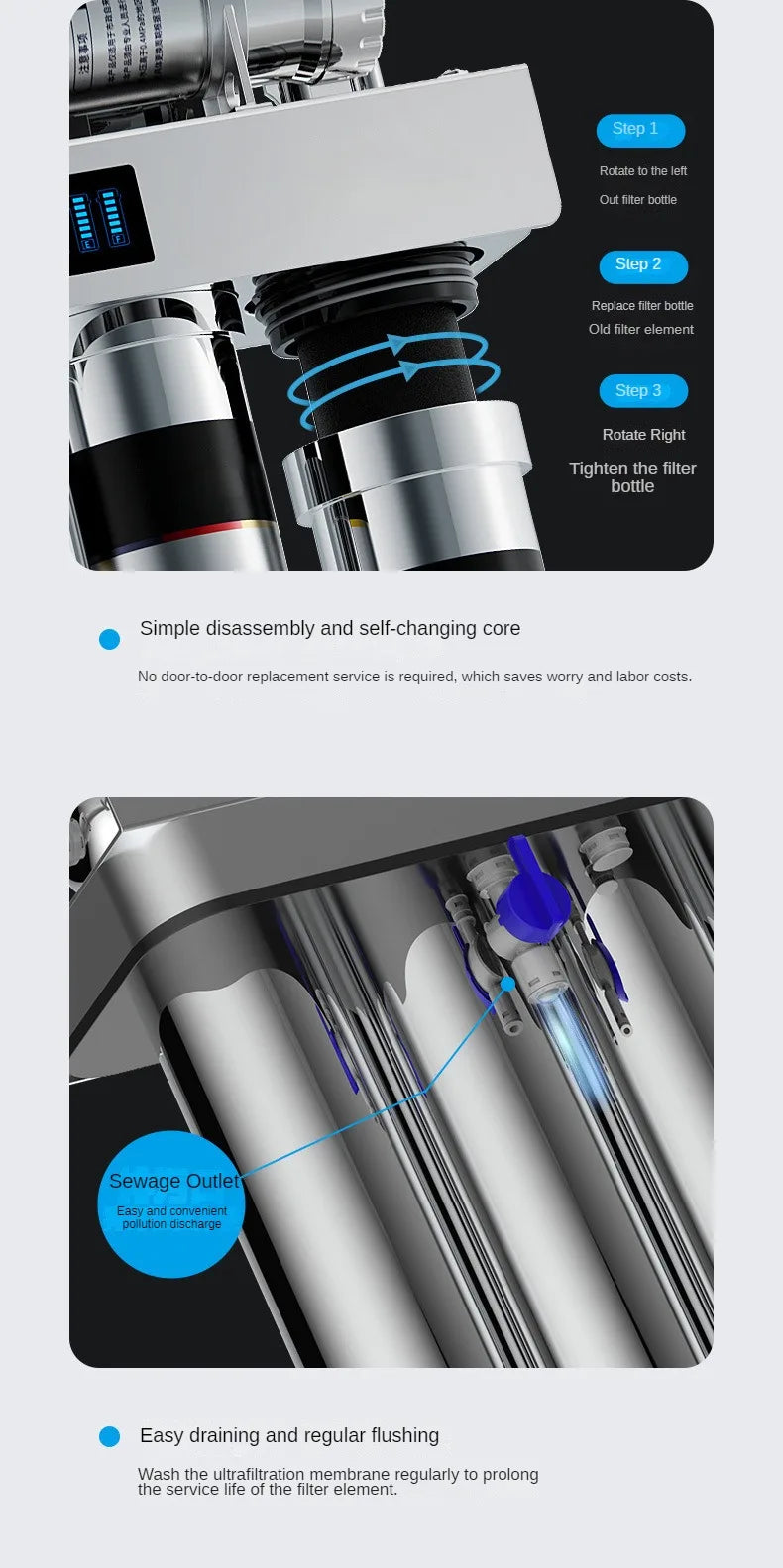 Stainless Steel Kitchen Direct Purifier Tap Water Faucet Filter Ultrafiltration Magnetized Water Machine Filtro De Agua.