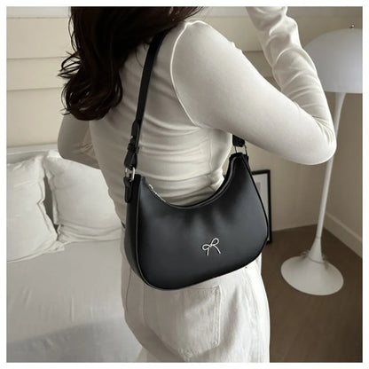 Bowknot Armpit Bag Korean Underarm Bag Luxury PU Leather Y2K Handbag Girls Shoulder Bag.
