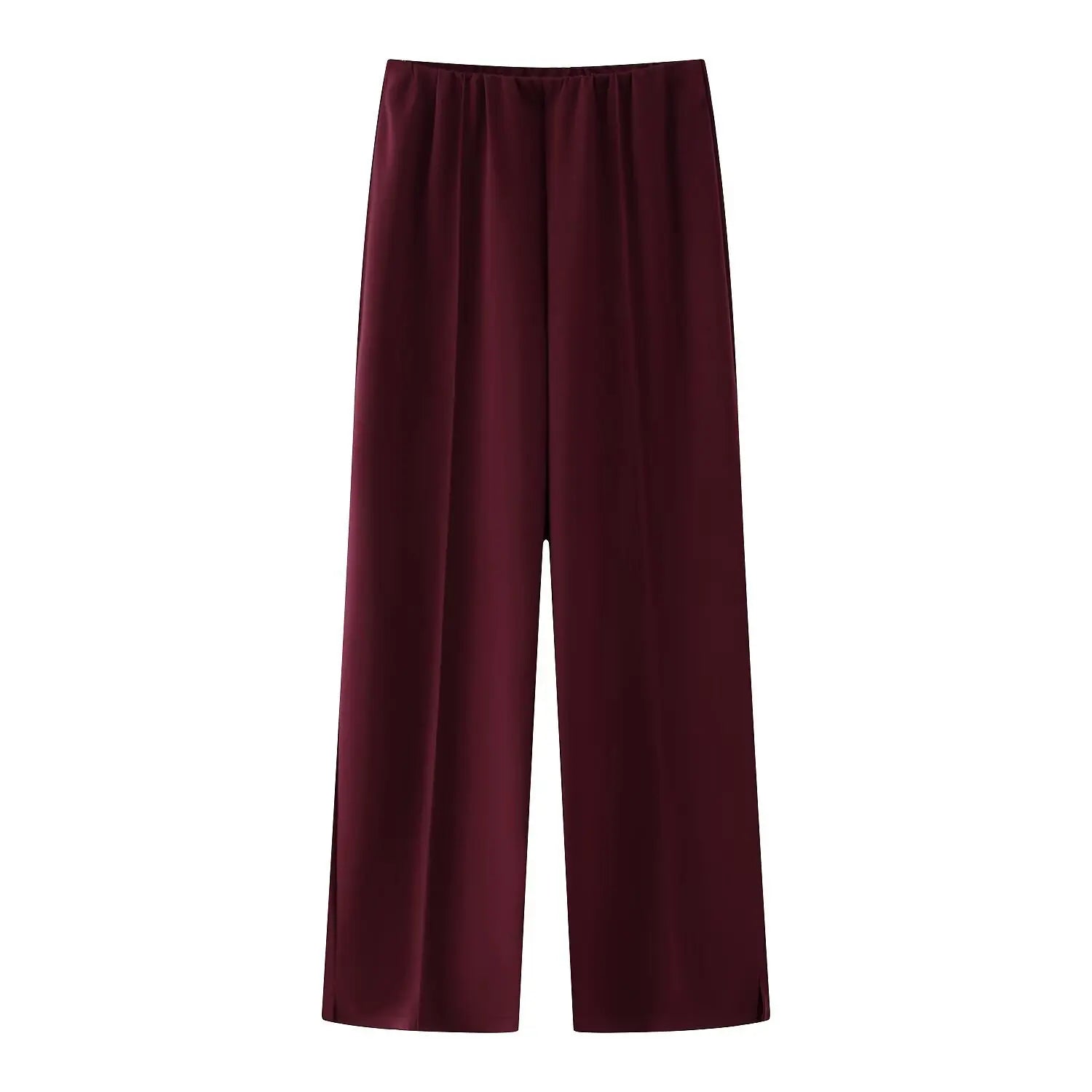 2025 Spring New Women's Two Piece Pant Set Fashion Long Sleeve O-neck Pleated Top Double-Sided Fabric Office Top Casual Pants.