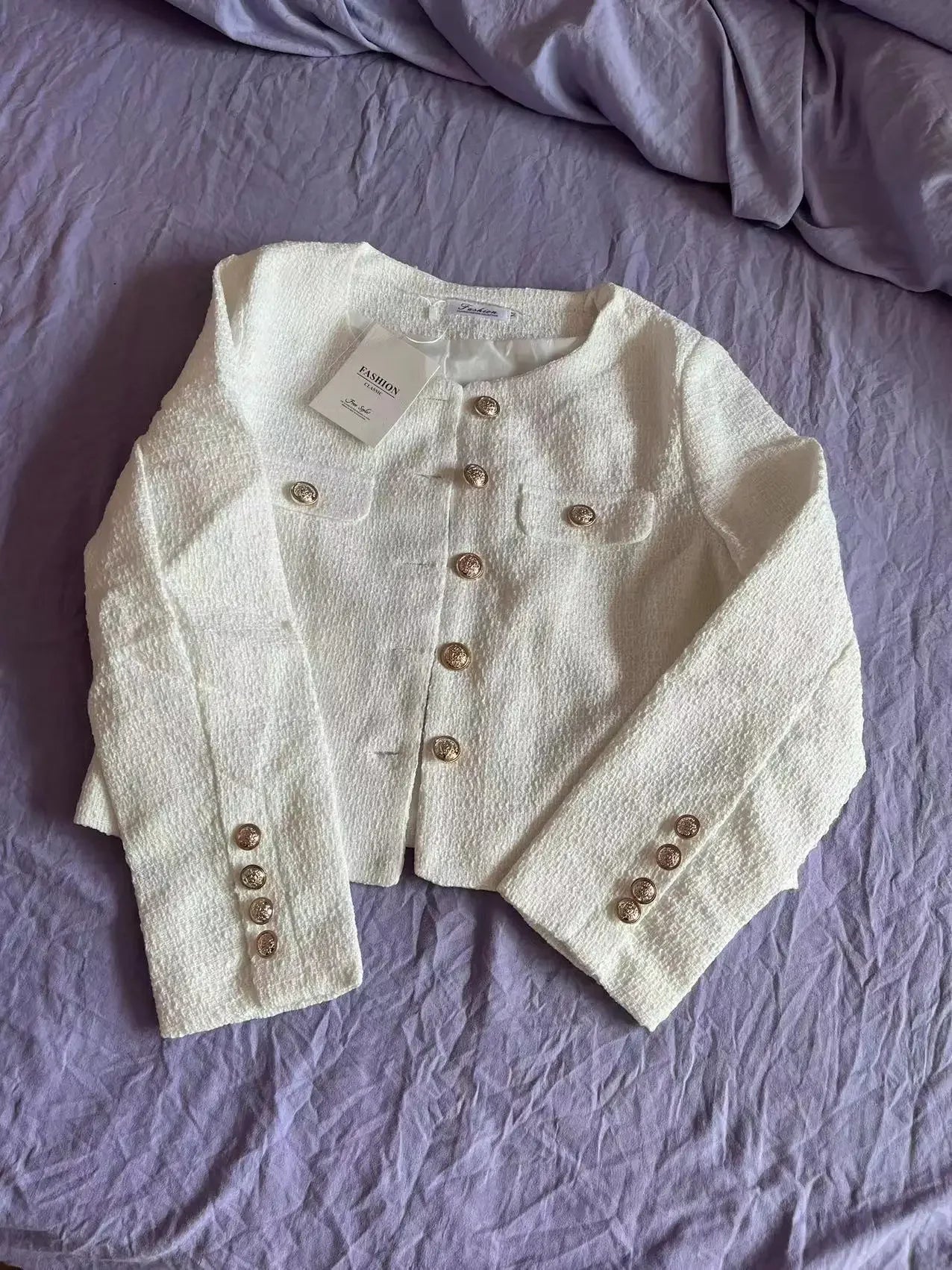 Frühling und Herbst Koreanische Mäntel Frauen Jacke Neue Französisch Wolle Tweed Mantel Mode High-end-Gold Taste Kurze Schlanke temperament