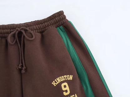 Brown Set Woman Two Pieces Casual Elegant Autumn Woman Sets Vintage Holiday Outfits Long Sleeve Sets Y2k Outfit Set