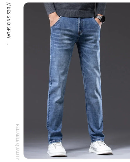 Herbst Winter Neue Business herren Jeans Klassische Mode Stretch Gewaschen Casual Denim Hosen Bequeme Gerade Männliche hosen