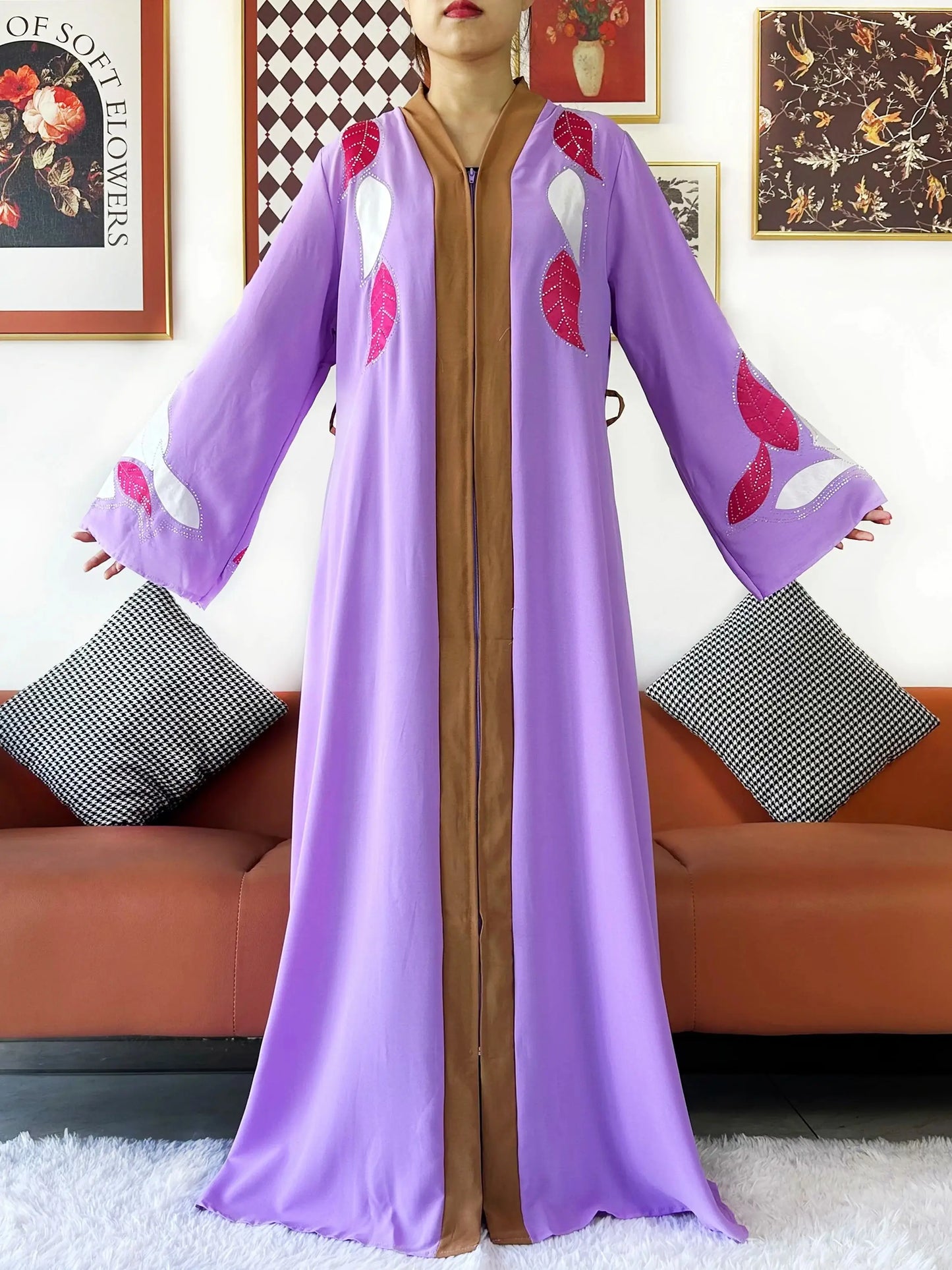 High Grade Fabric Women Party Dress Chiffon Open Abaya Muslim Women Dress Islamic Clothing Cardigan Abaya Women Muslim Dress.