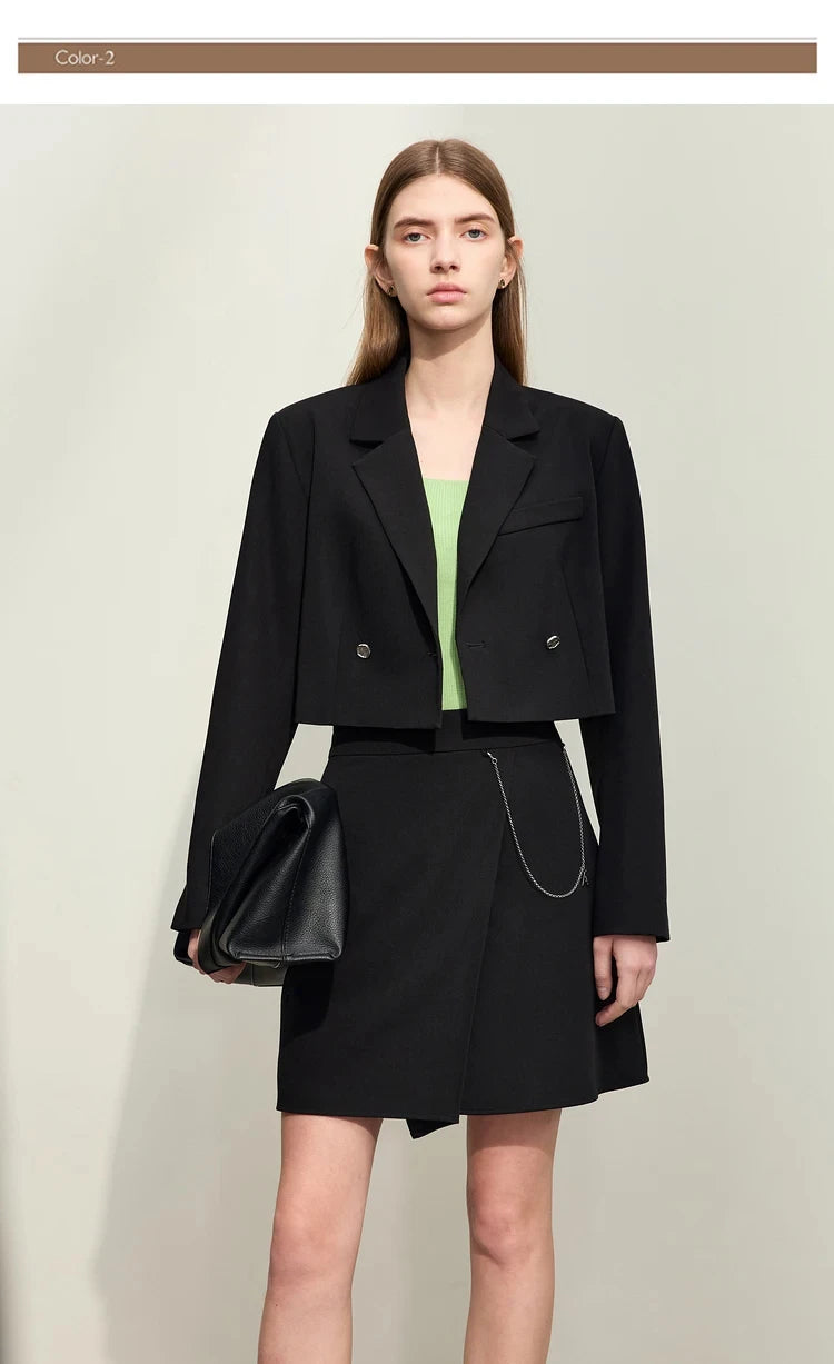 AMII Minimalism Casual Shorts Skirts Women High Rase 2024 Autumn New Fashion Commuter Lady Straight Blazer A-Line Skirt 12343035