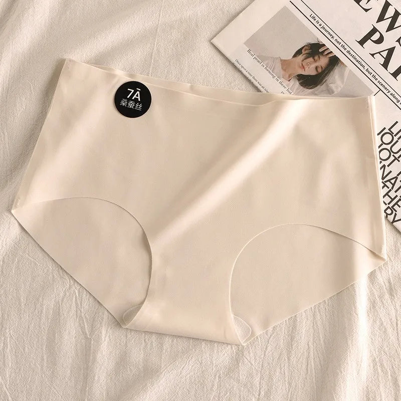 6pcs Seamless Mulberry Silk Panties Women's Ultra-thin Underwear Sexy High-elastic Soft Breathable Female Daily Panties.