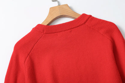Ethereal MD 2025 Massidutti Herbst neuer Stil lässiger, minimalistischer, roter, heller Wollmischung-Pullover mit Rundhalsausschnitt