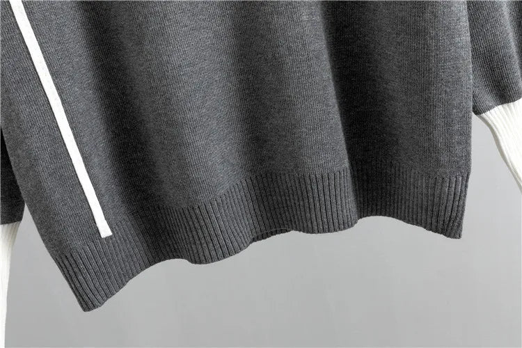 2024 herbst Runway 2 Stück Set Gestrickte Langarm Pullover Pullover Casual Patchwork Mode Frauen Tops und Hosen Anzüge Frühling