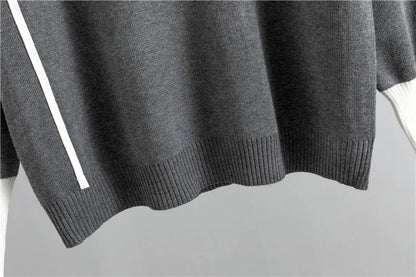 2024 herbst Runway 2 Stück Set Gestrickte Langarm Pullover Pullover Casual Patchwork Mode Frauen Tops und Hosen Anzüge Frühling