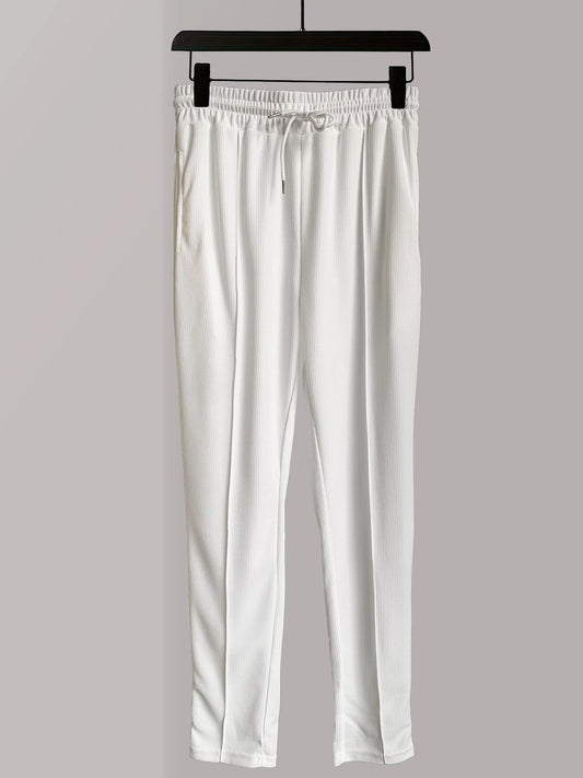 Mens Stylish Waffle Pants - Casual Sports Slim Fit with Adjustable Drawstring Secure Pockets for All Seasons - Perfect Outdoor.