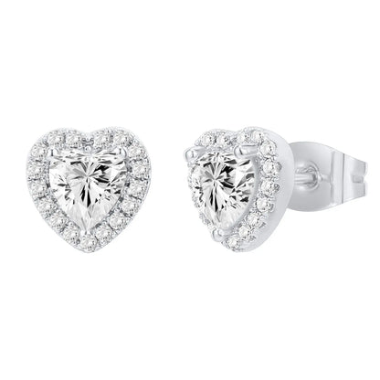 Shevalues 14K Gold Plated Brilliant Round Faux Diamond Halo Earrings Luxury Premium Cubic Zirconia Sterling Silver Post Earring.