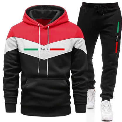 Autumn Winter Men Sporty Jogger Set Hoodies Sweatshirt Casual Urban Fashion Tracksuit Hooded Sweatpants Italy Printed Outfits