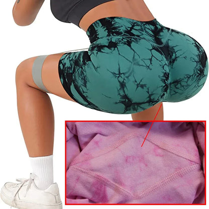 Tie-Dye Yoga Shorts for Women High Elastic Gym Shorts Push Up Sports Shorts Running Workout Fitness Women Short Sports Leggings