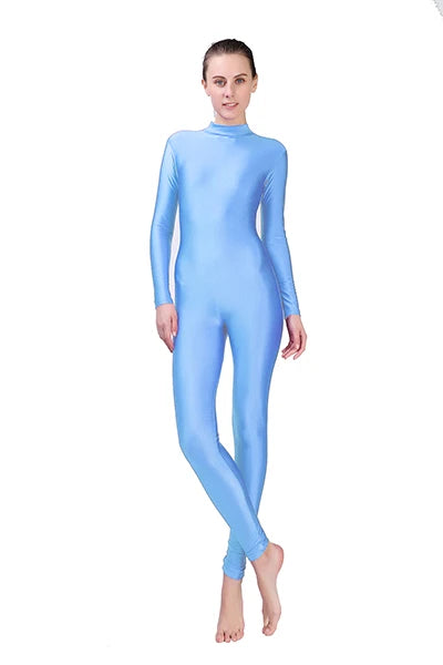 Unisex  Turtleneck Unitard Full Body Leotard  Long Sleeve Yoga Bodysuit Women Catsuit Daily Fitness Wear Cosplay Suits