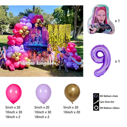 Kpop Dämonenjäger Themen Mädchen Geburtstag Luftballons Dekoration Anzahl Ballon Partyzubehör Babyparty Film Halloween Ballon