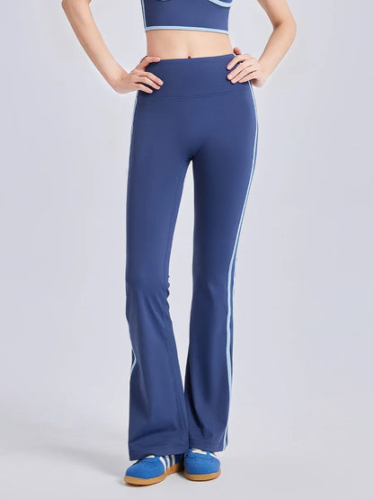 2025 New Striped Fashion Yoga Set Women Gym Clothes Sexy Sports Bra High Waist Yoga Flared Pants Running Hip Lift Fitness Pants.