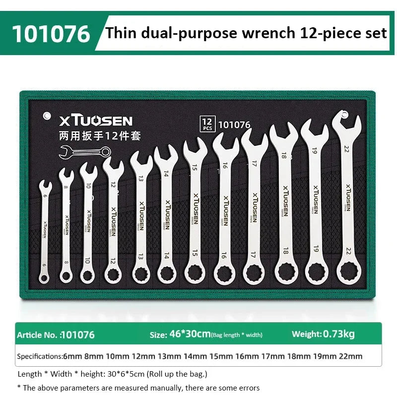 Ultradünner Schraubenschlüssel-Satz mit offenem Ende, 6–27 mm, Pflaumenschlüssel-Kombination, universelles Ratschenschlüssel-Set mit zwei Köpfen, Auto-Reparaturwerkzeuge