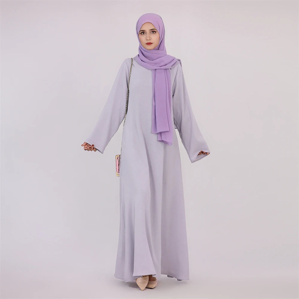 Ramadan Eid Solid Linen Dubai Abaya Turkey Islam Muslim Modest Dress Kaftan Prayer Clothes For Women Kebaya Robe Femme Musulmane
