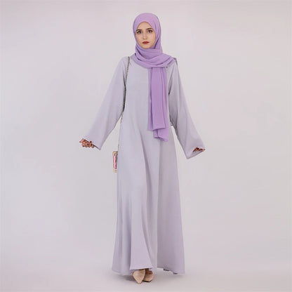 Ramadan Eid Solid Linen Dubai Abaya Turkey Islam Muslim Modest Dress Kaftan Prayer Clothes For Women Kebaya Robe Femme Musulmane