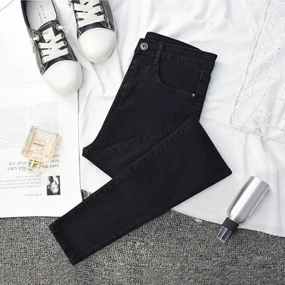 High-waisted Slimming Jeans Women's Cropped Pants Spring Autumn 2021 New Elastic Tight Slims Smooths Your Silhouette Pencil.