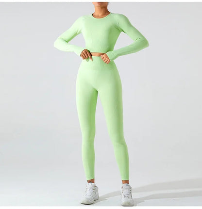 Women's Seamless Long Sleeve Top Yoga Shirts Running T-Shirt Workout Running Fitness Gym Sports Top Training Crop Top Solidcolor.