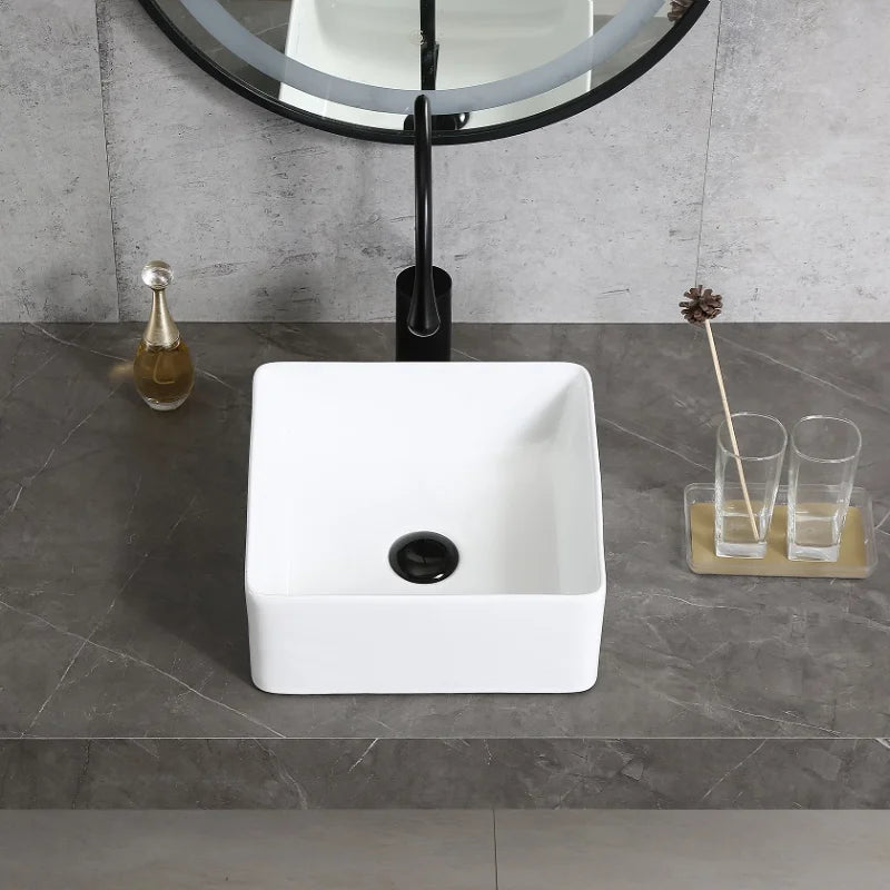 Weiße Waschbecken Licht Luxus Bad Armaturen quadratisches Waschbecken nach Hause runde Küchen spüle Toilette Waschbecken