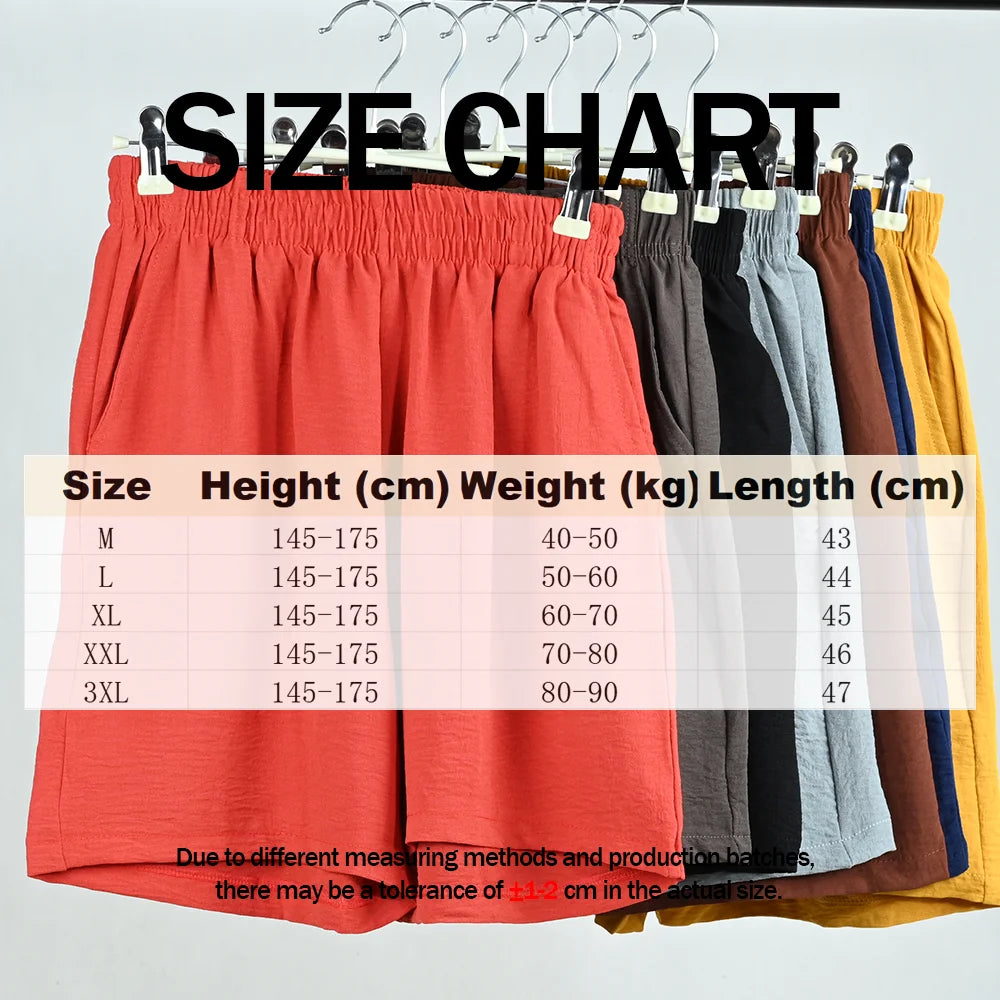 Summer Women Wide-leg Shorts Lady Elastic High Waist Loose Casual Hot Pants Female Large Size Beach Shorts Girls Cargo Trousers.