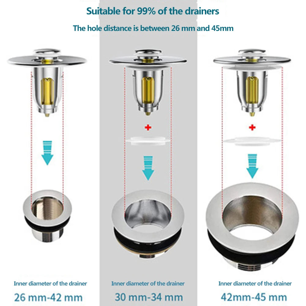 Drücken Sie Bounce Becken Pop-up-Abflussfilter Badezimmer Dusche Waschbecken Filter Stecker Waschbecken Haar Waschbecken Sieb Küche Badewanne Stopper
