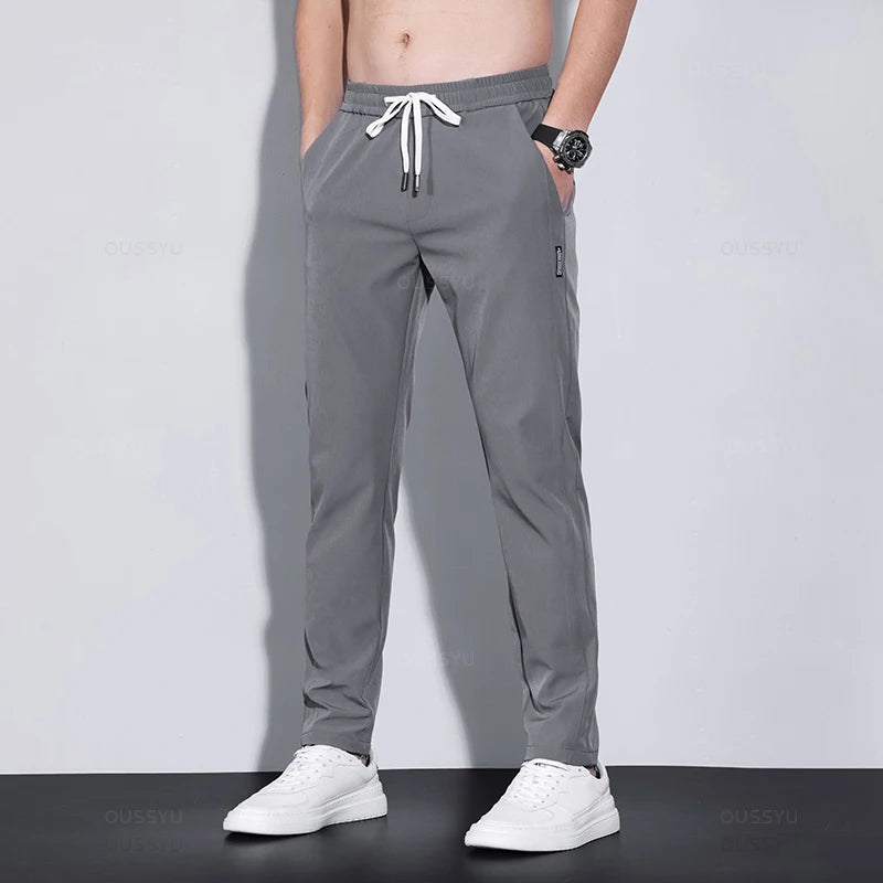 OUSSYU Brand New Spring Summer Men's Casual Pants Slim Pant Straight Thin Trousers Male Fashion Stretch Khaki Jogging 28-38.