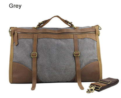 Vintage Retro militär Leinwand + Leder männer reisetaschen gepäck taschen männer wochenende Tasche Übernachtung duffle taschen tote Freizeit M314 #